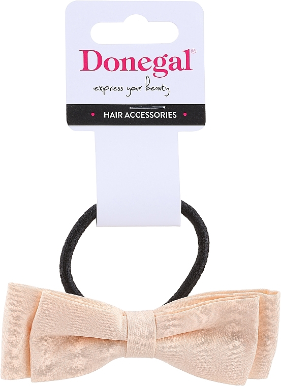 Gumka do włosów FA-5638, beżowa kokardka - Donegal — Zdjęcie N1