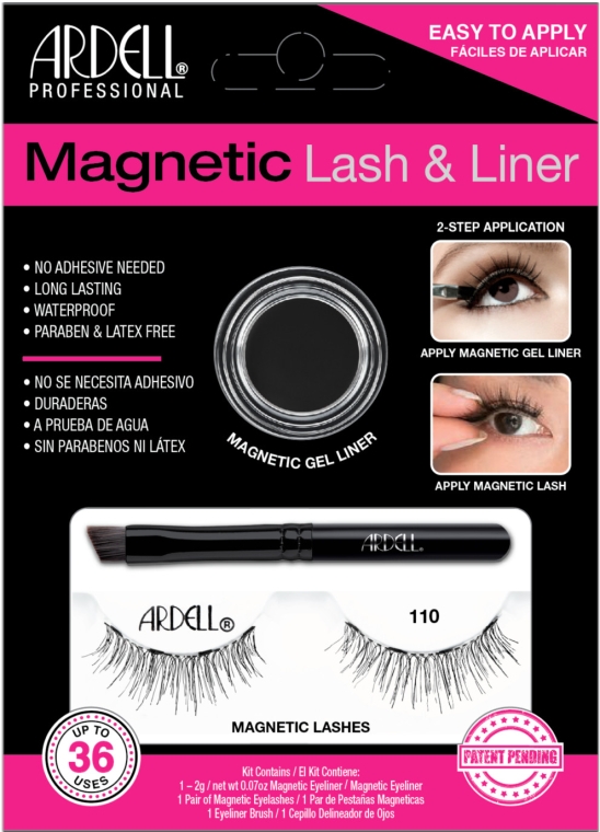 Zestaw z magnetycznymi rzęsami i linerem - Ardell Magnetic Lash & Liner 110 Lash Kit (eye/liner 2 g + lashes 2 pc) — Zdjęcie N1
