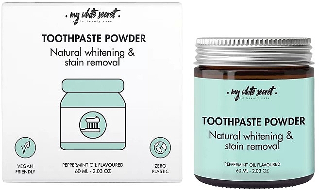 Naturalny proszek do wybielania zębów z organicznym węglem aktywnym - My White Secret Toothpaste Powder Natural Whitening & Stain Removal — Zdjęcie N1