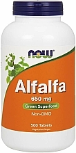 Suplement diety Alfalfa, 650 mg - Now Foods Alfalfa — Zdjęcie N1