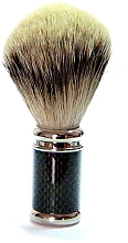 Pędzel do golenia ze srebrną końcówką, borsuk - Golddachs Shaving Brush, Silver Tip Badger, Metal Chrome Handle, Black, Silver Carbon Optic — Zdjęcie N1