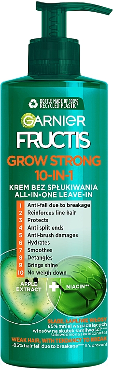 Krem do włosów 10w1 bez spłukiwania - Garnier Fructis Grow Strong