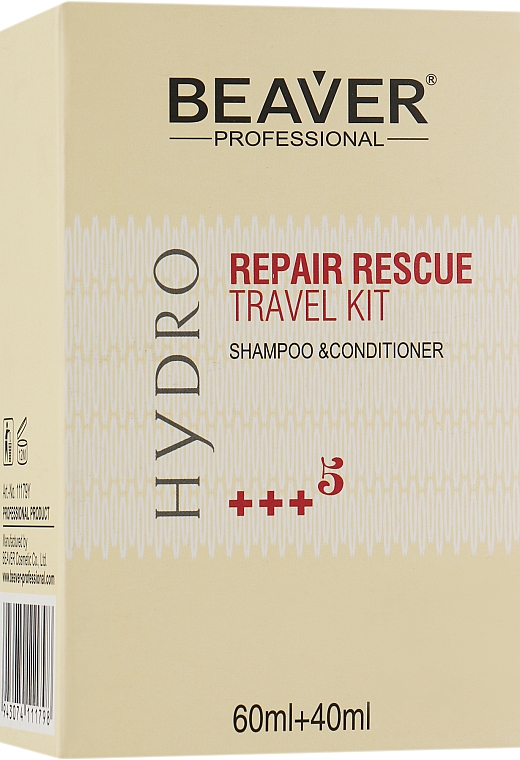 Zestaw podróżny do intensywnej regeneracji - Beaver Professional Repair Rescue Travel Kit (shm/60ml + cond/40ml) — Zdjęcie N1