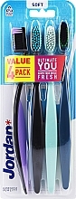 Miękka szczoteczka do zębów, 4 szt., czarno-fioletowa+czarna+miętowa+niebieska - Jordan Ultimate You Soft Toothbrush — Zdjęcie N1