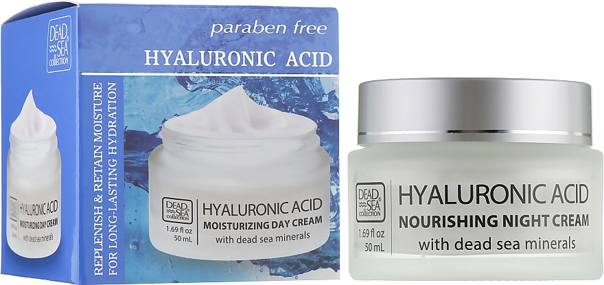 Nawilżający krem ​​na noc z kwasem hialuronowym i minerałami z Morza Martwego - Dead Sea Collection Hyaluronic Acid Nourishing Night Cream 