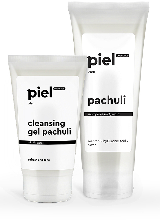 Zestaw Oczyszczenie i odświeżenie męskiej skóry twarzy i ciała. Kompleks podstawowy 2 - Piel Cosmetics (gel/150ml + gel/250ml) — Zdjęcie N1