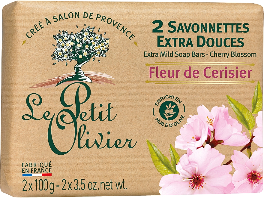Delikatne mydło kosmetyczne Kwitnąca wiśnia - Le Petit Olivier Cherry Blossom Extra Mild Soap Bar — Zdjęcie N2