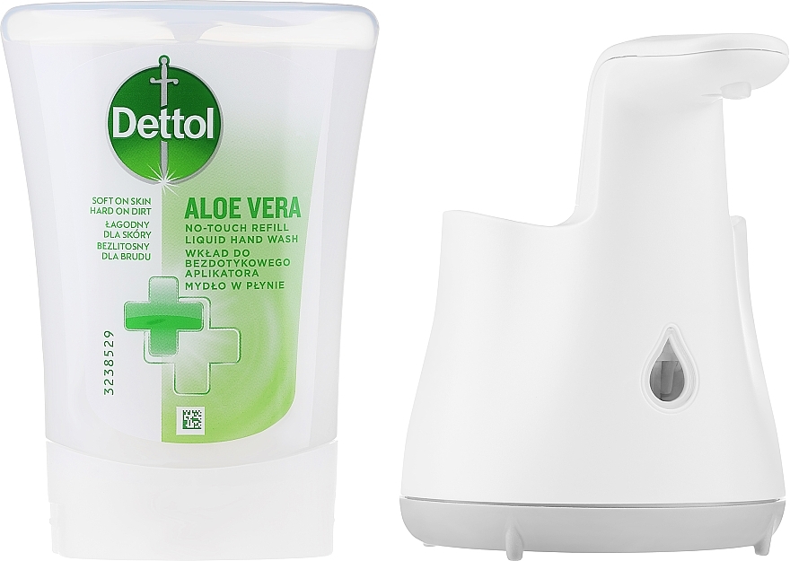 Bezdotykowy aplikator mydła w płynie + wkład aloesowy - Dettol Soft On Skin Aloe Vera&Vitamin E — Zdjęcie N2