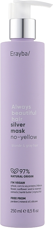 Maska do włosów przeciw żółtym odcieniom - Erayba ABH Silver No-Yellow Mask  — Zdjęcie N1