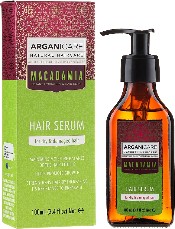 Serum do suchych i zniszczonych włosów z olejem makadamia - Arganicare Macadamia Hair Serum for Dry & Damaged Hair — Zdjęcie N1