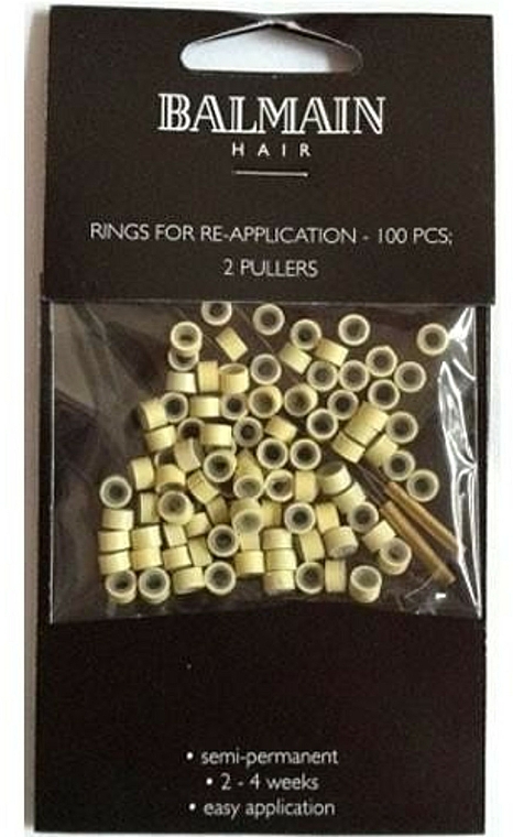 Mikropierścienie do przedłużania włosów, beżowe, 100 szt. - Balmain Paris Hair Couture Soft Rings Beige — Zdjęcie N1