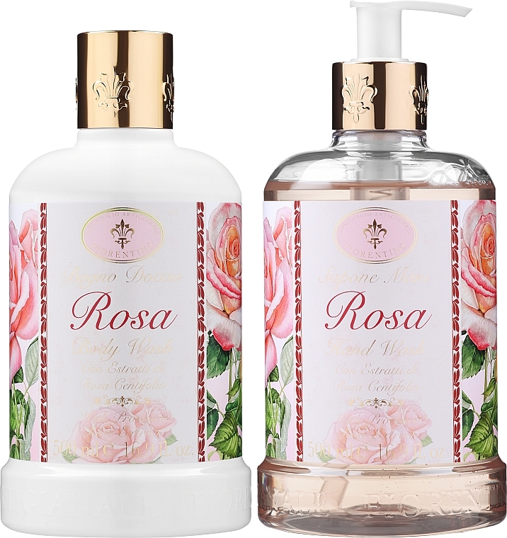 Zestaw - Saponificio Artigianale Fiorentino Rose (soap/500ml + sh gel/500ml) — Zdjęcie N2