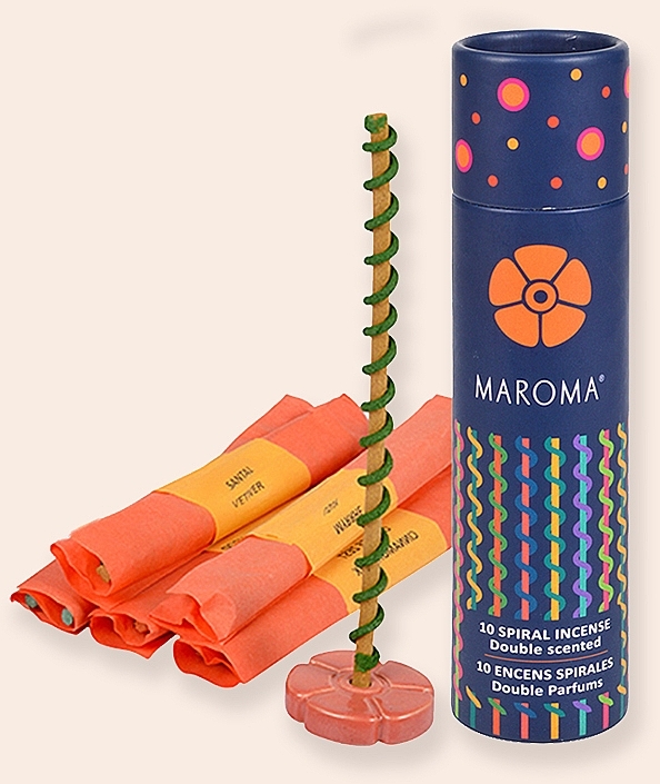 Zestaw kadzidełek №1 - Maroma Encens d'Auroville Double Scented Spiral Incense Sticks Orange — Zdjęcie N2