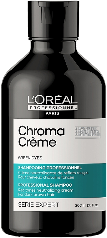 Szampon do włosów ciemnobrązowych neutralizujący czerwone tony - L'Oreal Professionnel Serie Expert Chroma Creme Professional Shampoo Green Dyes — Zdjęcie N1