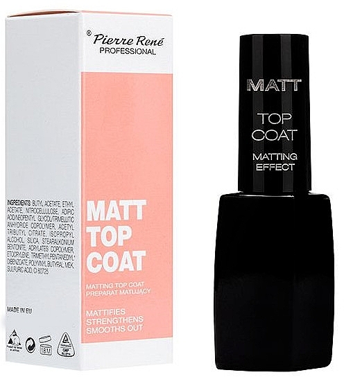PRZECENA! Matujący top coat do paznokci - Pierre Rene Matt Top Coat Matting Effect * — Zdjęcie N1