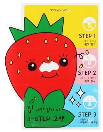 Plastry na nos oczyszczające pory - Tony Moly Runaway Strawberry Seeds 3 Step Nose Pack — Zdjęcie N1