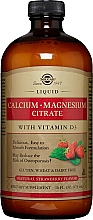 Suplement diety Wapń, cytrynian magnezu i witamina D3 w płynie - Solgar Liquid Calcium Magnesium Citrate Strawberry — Zdjęcie N1