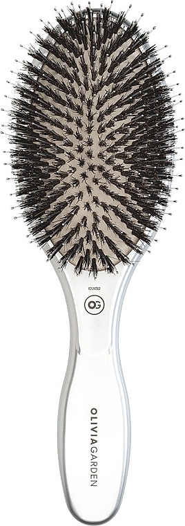 Szczotka - Olivia Garden Expert Care Oval Boar&Nylon Bristles Silver — Zdjęcie N1