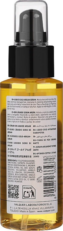 Serum do włosów z olejem arganowym - Valquer Gold Argan Serum — Zdjęcie N2