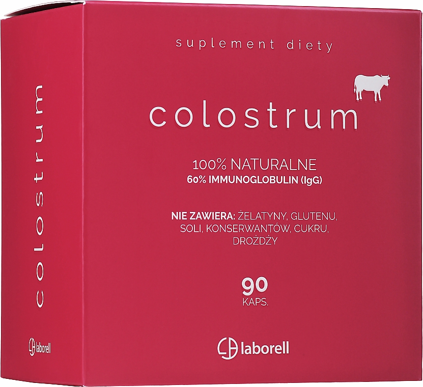 Kapsułki na wzmocnienie odporności - Laborell Colostrum Suplement Diety 60 % Immunoglobulin — Zdjęcie N1