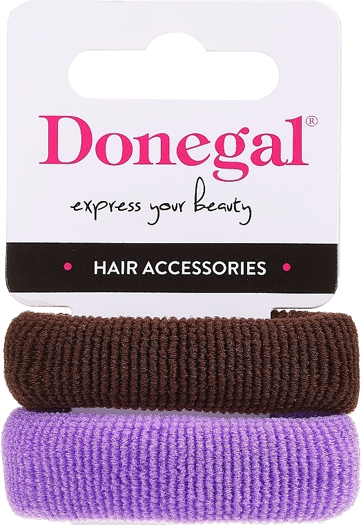 Gumki do włosów FA-5642, brązowa + fioletowa - Donegal — Zdjęcie N1