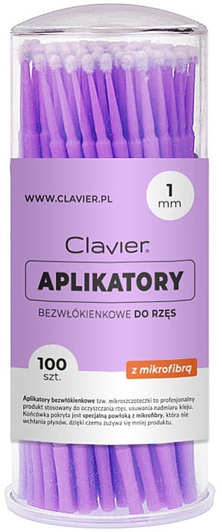 Aplikator do rzęs bez włókien 1mm, liliowy - Clavier — Zdjęcie N1