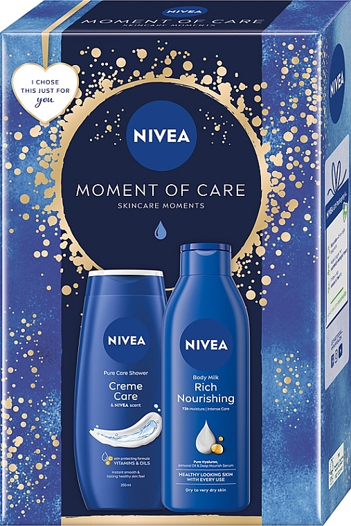 Zestaw - NIVEA Moment Of Care (sh/gel/250ml + b/milk/250ml) — Zdjęcie N1