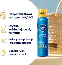 Aerozol ochronny do opalania SPF30 - NIVEA Sun Protect & Dry Touch Refreshing Mist SPF30 — Zdjęcie N3
