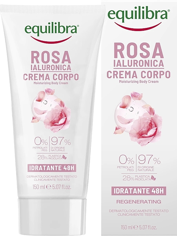 Nawilżający krem do ciała Róża z kwasem hialuronowym - Equilibra Hyaluronic Rose Moisturizing Body Cream — Zdjęcie N1