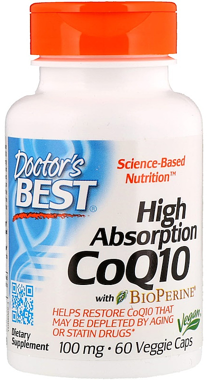 Koenzym Q10 o wysokiej absorpcji z Piperyną, 100 mg, Kapsułki roślinne - Doctor's Best — Zdjęcie N1