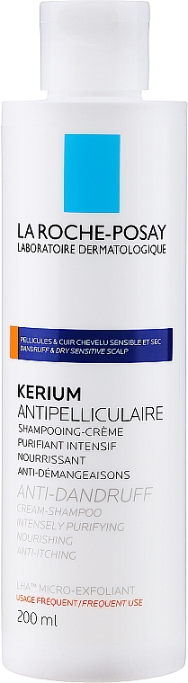 Kremowy szampon przeciw suchemu łupieżowi - La Roche-Posay Kerium Anti-Dandruff Dry Sensitive Scalp Cream Shampoo