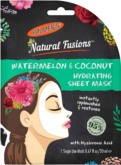 Nawilżająca maseczka do twarzy na tkaninie - Palmer's Natural Fusions Watermelon & Coconut Hydrating Sheet Mask — Zdjęcie N1