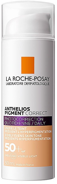 Krem korygujący z efektem tonizującym do codziennej pielęgnacji skóry skłonnej do przebarwień, SPF 50+ - La Roche-Posay Anthelios Pigment Correct