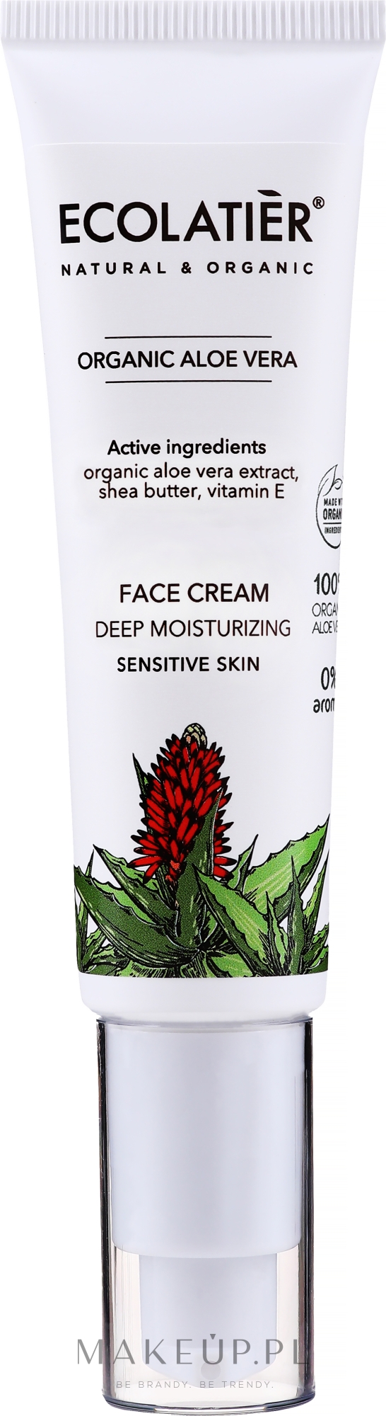 Krem do twarzy z kwasami AHA 5% - Ecolatier Organic Aloe Vera Cream — Zdjęcie 50 ml