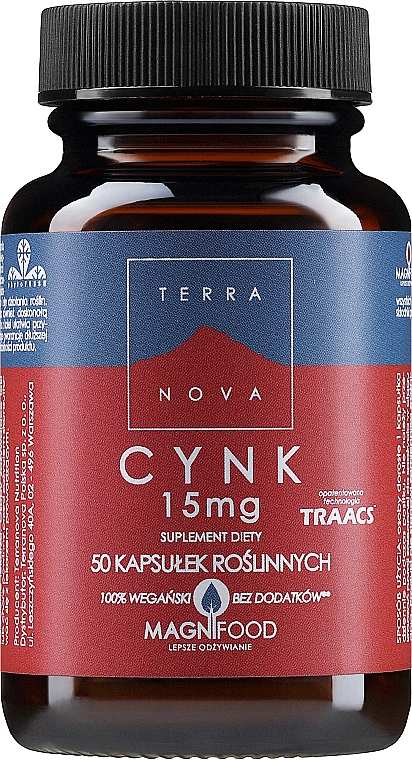 Suplement diety Cynk - Terranova Zinc 15mg Complex — Zdjęcie N1