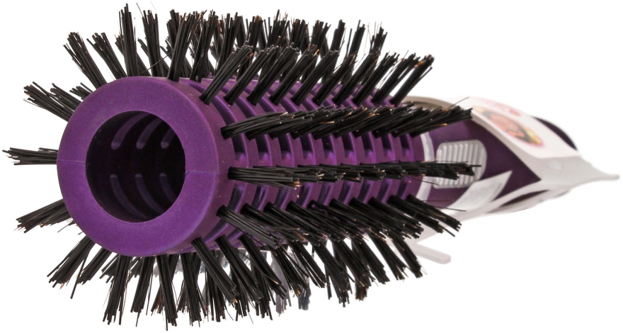 Okrągła szczotka do włosów z włosiem nylonowym, fioletowa - Titania — Zdjęcie N2