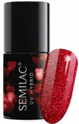 Lakier hybrydowy do paznokci - Semilac Platinum UV Hybrid Valentine  — Zdjęcie 318 - Burgundy Red Glitter