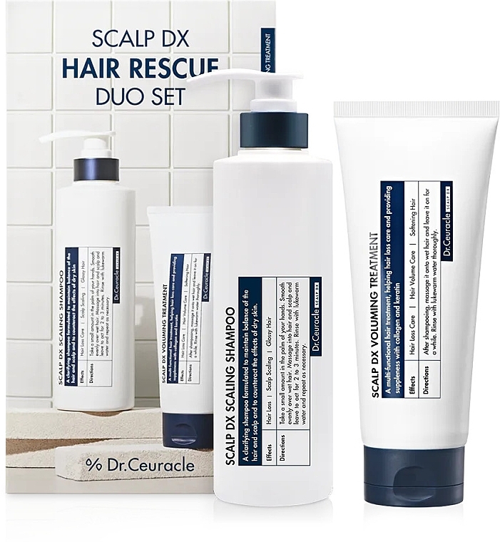 Zestaw - Dr.Ceuracle Scalp DX Hair Rescue Duo Set (shmp/500ml + treatment/200ml) — Zdjęcie N1