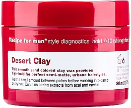Kup Wosk glinkowy do stylizacji włosów dla mężczyzn - Recipe for Men Desert Clay Wax