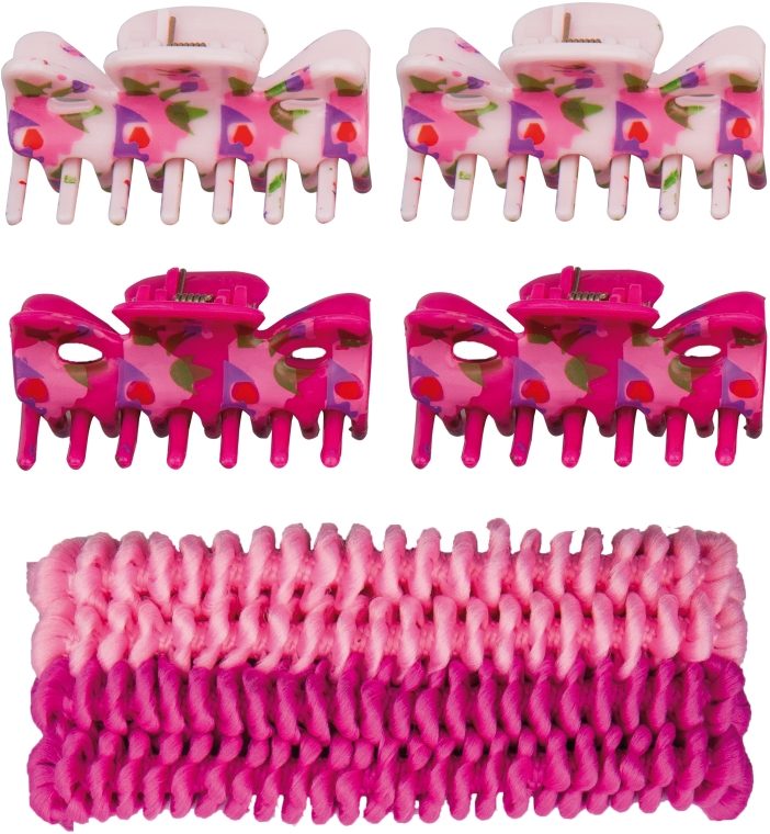 Zestaw spinek i gumek do włosów, różowe - Titania — Zdjęcie N1
