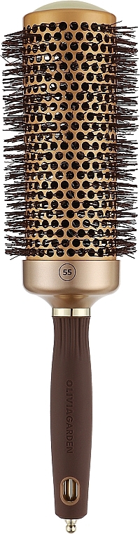 Szczotka do włosów - Olivia Garden Expert Blowout Speed Wavy Bristles Gold Brown 55mm — Zdjęcie N1
