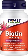 Kapsułki wegetariańskie z biotyną 1 mg - Now Foods Biotin — Zdjęcie N1