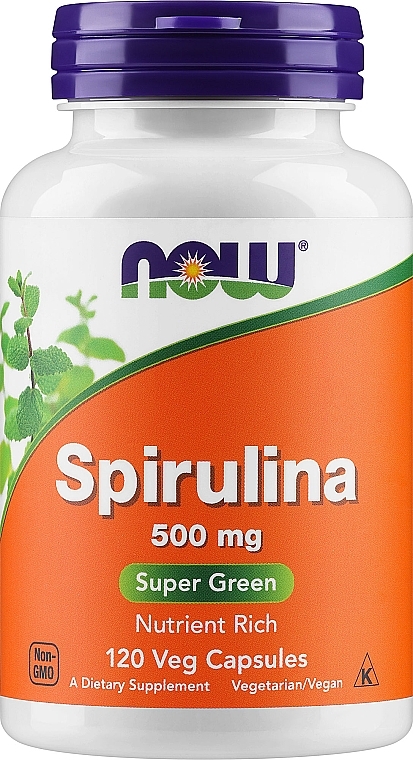 Naturalny suplement Spirulina 500 mg w kapsułkach - Now Foods Natural Spirulina Veg Capsules — Zdjęcie N1