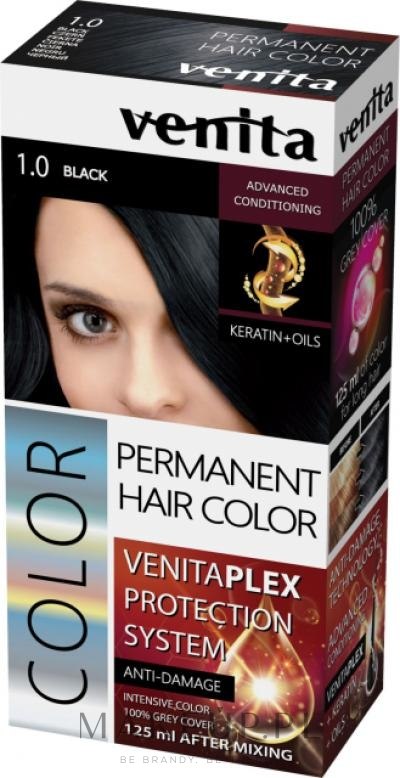 Trwała farba do włosów z systemem ochrony koloru - Venita Plex Protection System — Zdjęcie 1.0 - Black