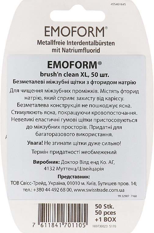 Szczoteczki międzyzębowe bez metalu z fluorkiem sodu (XL), 50 szt. - Dr. Wild Emoform — Zdjęcie N2