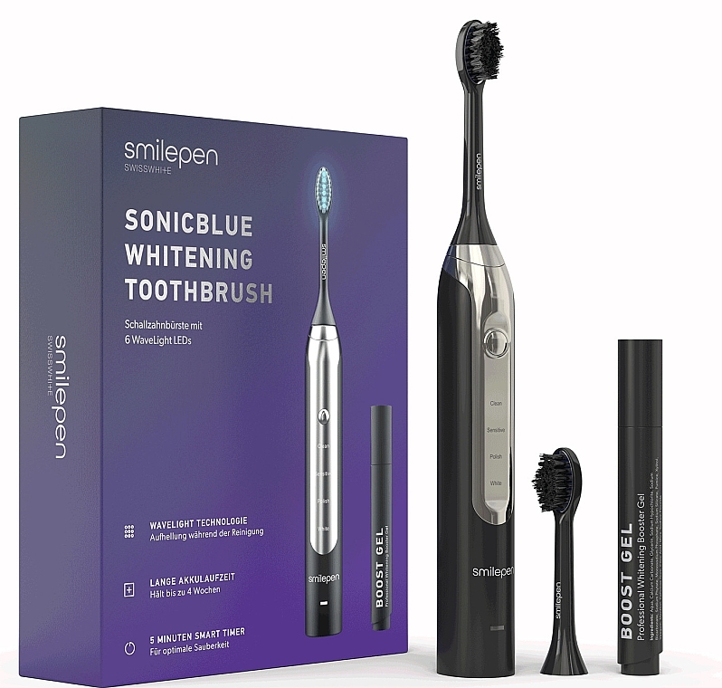 PRZECENA! Elektryczna szczoteczka do zębów - SwissWhite Smilepen SonicBlue Whitening Toothbrush * — Zdjęcie N1