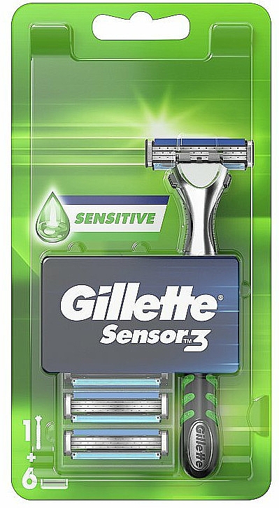 Maszynka do golenia z 6 wymiennymi wkładami - Gillette Sensor3 Sensitive — Zdjęcie N1