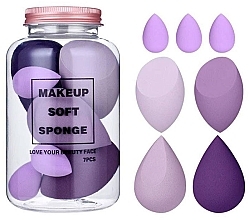 Zestaw gąbek do makijażu w słoiczku, 7 szt. - Ecarla Makeup Soft Sponge Violet Duo — Zdjęcie N1