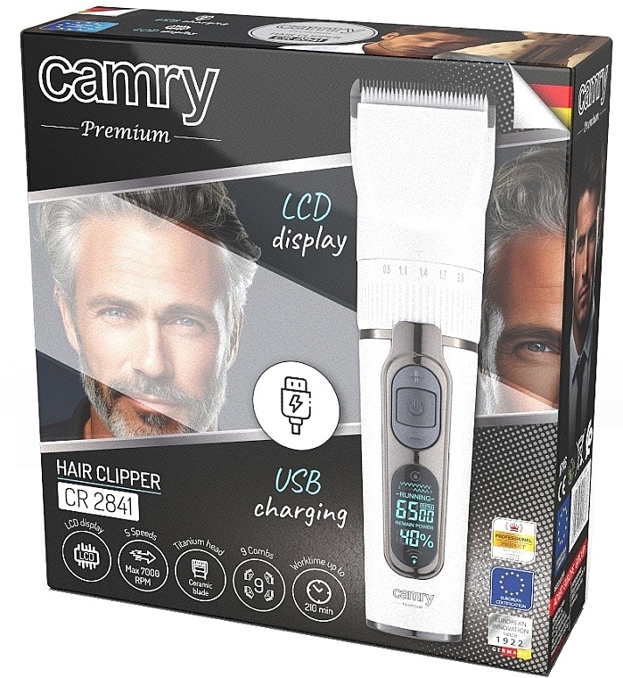 Maszynka do strzyżenia włosów z wyświetlaczem LCD - Camry Premium Hair Clipper CR 2841 — Zdjęcie N1