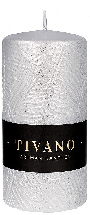 Świeca dekoracyjna, 7 x 14 cm, srebrna - Artman Tivano — Zdjęcie N1